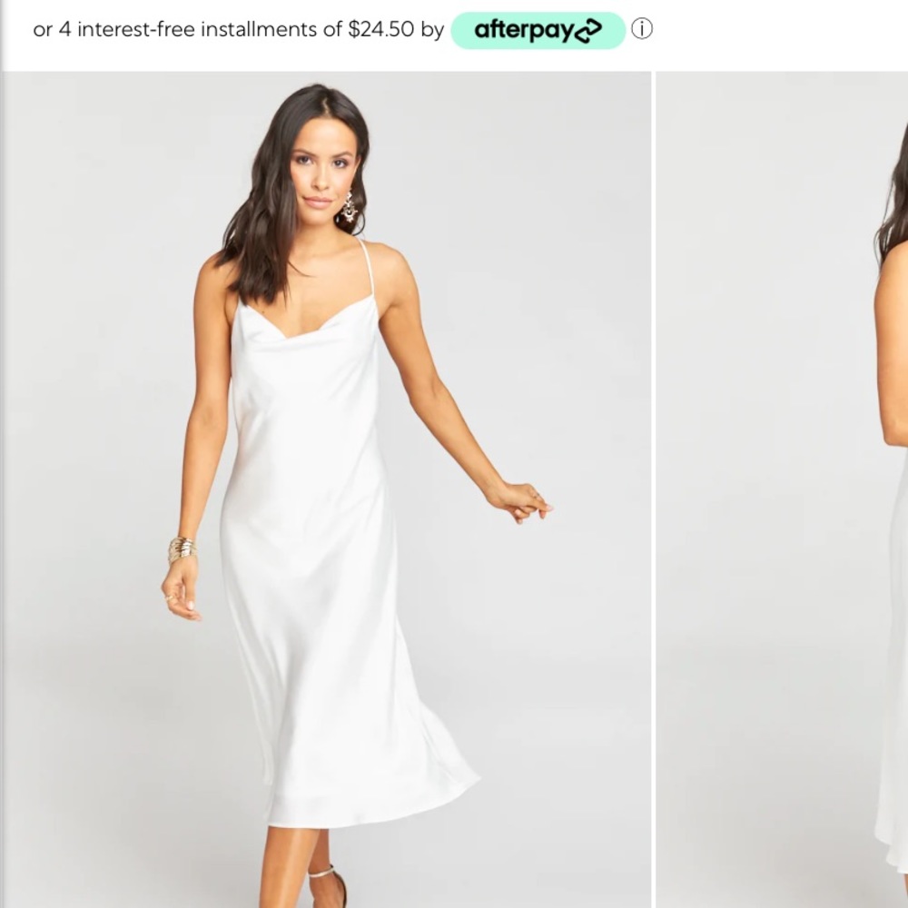 Show Me Your MuMu White Satin Slip Midi Dress